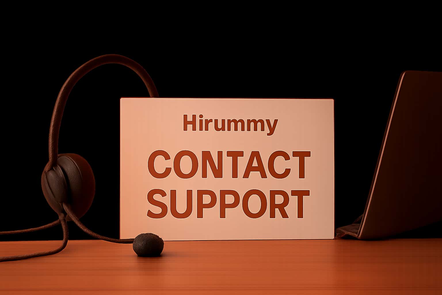 An informative scene depicting contact options for Hirummy Support.