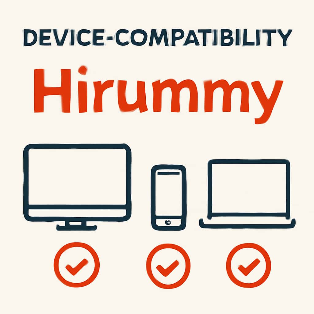 An educational diagram illustrating device compatibility for the Hirummy app.