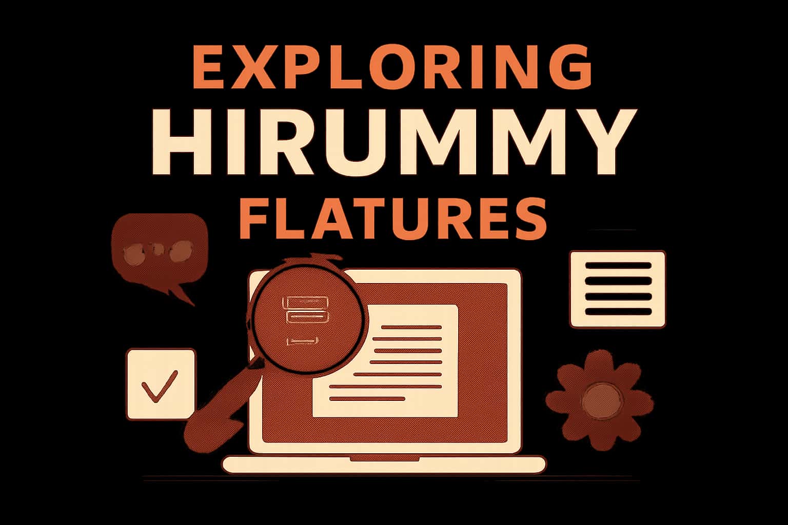 An informational design showcasing the features of Hirummy with clear text.
