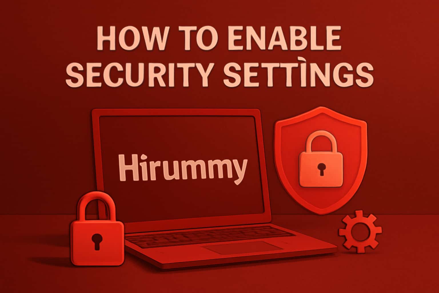 An informational scene depicting the process of enabling security settings on Hirummy.