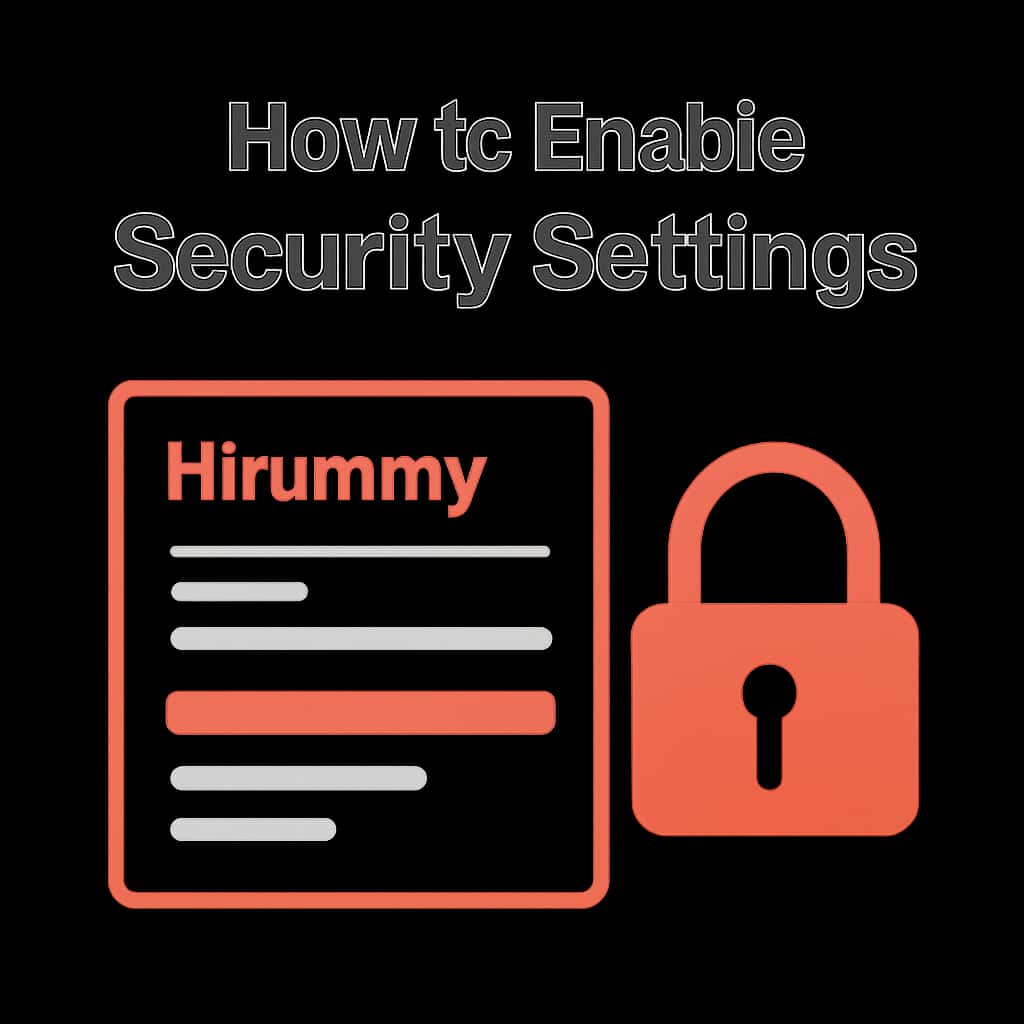 An educational diagram outlining steps to enable Hirummy security settings.