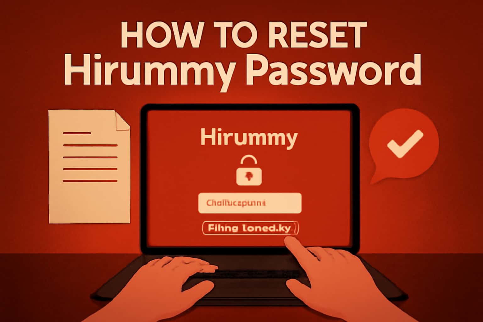 An informative graphic on resetting Hirummy password with red accents.