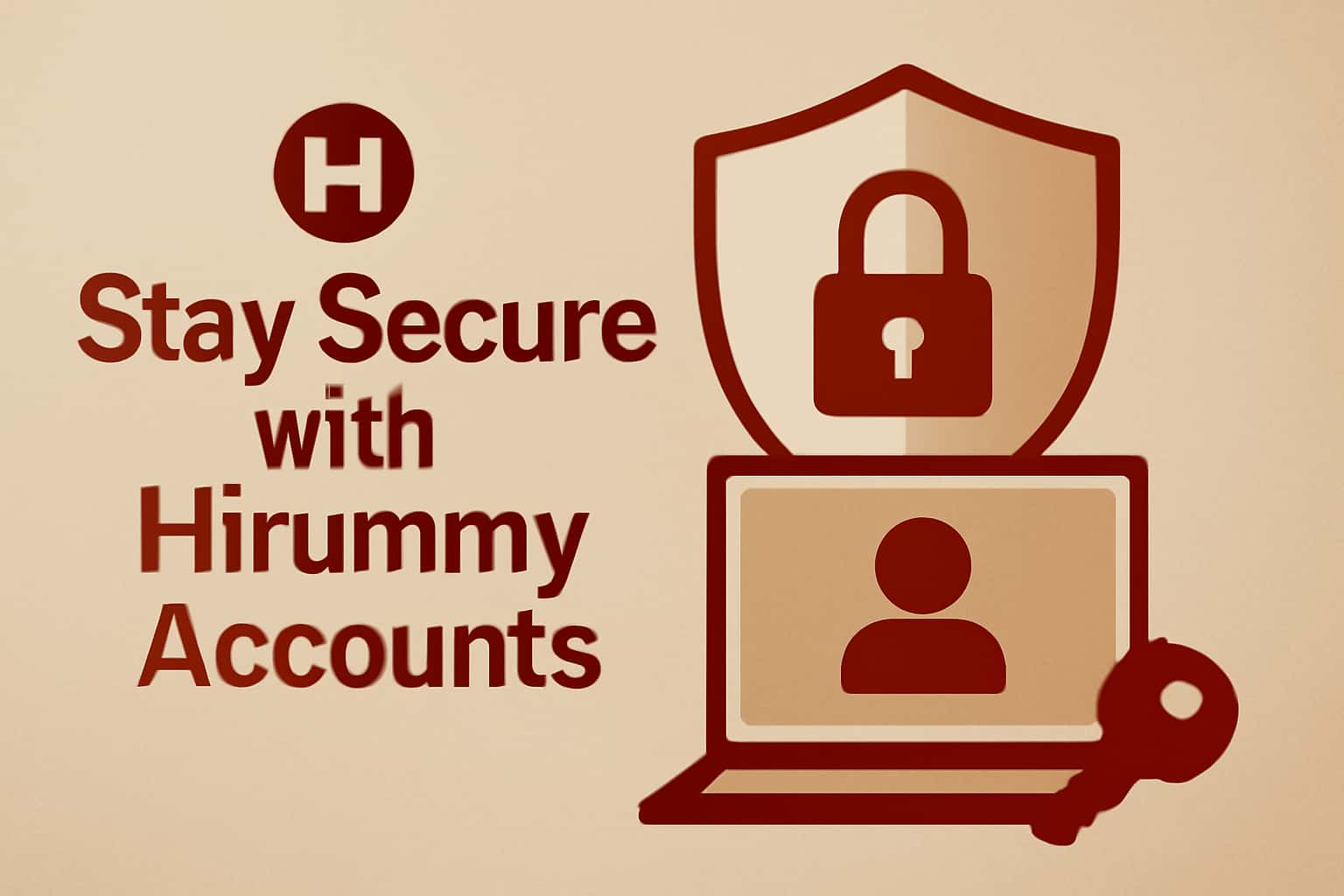 A professional informational graphic depicting security features of Hirummy accounts.