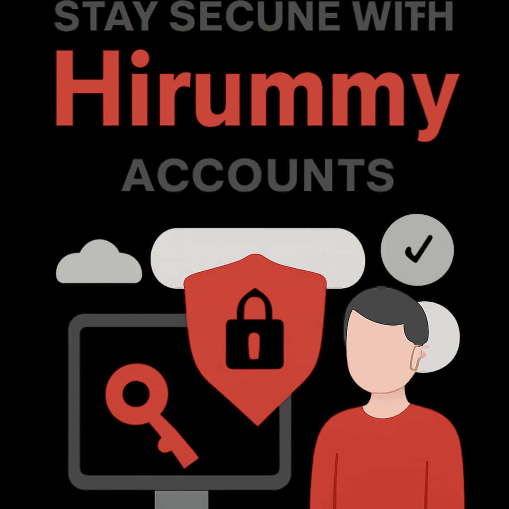 An educational diagram outlining security steps for Hirummy accounts.