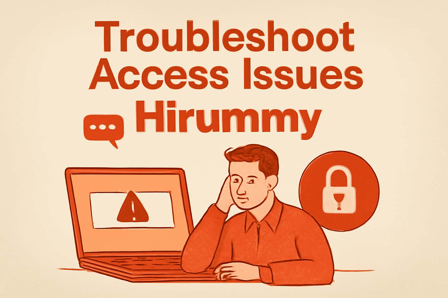 An informative scene displaying troubleshooting strategies for Hirummy access issues.