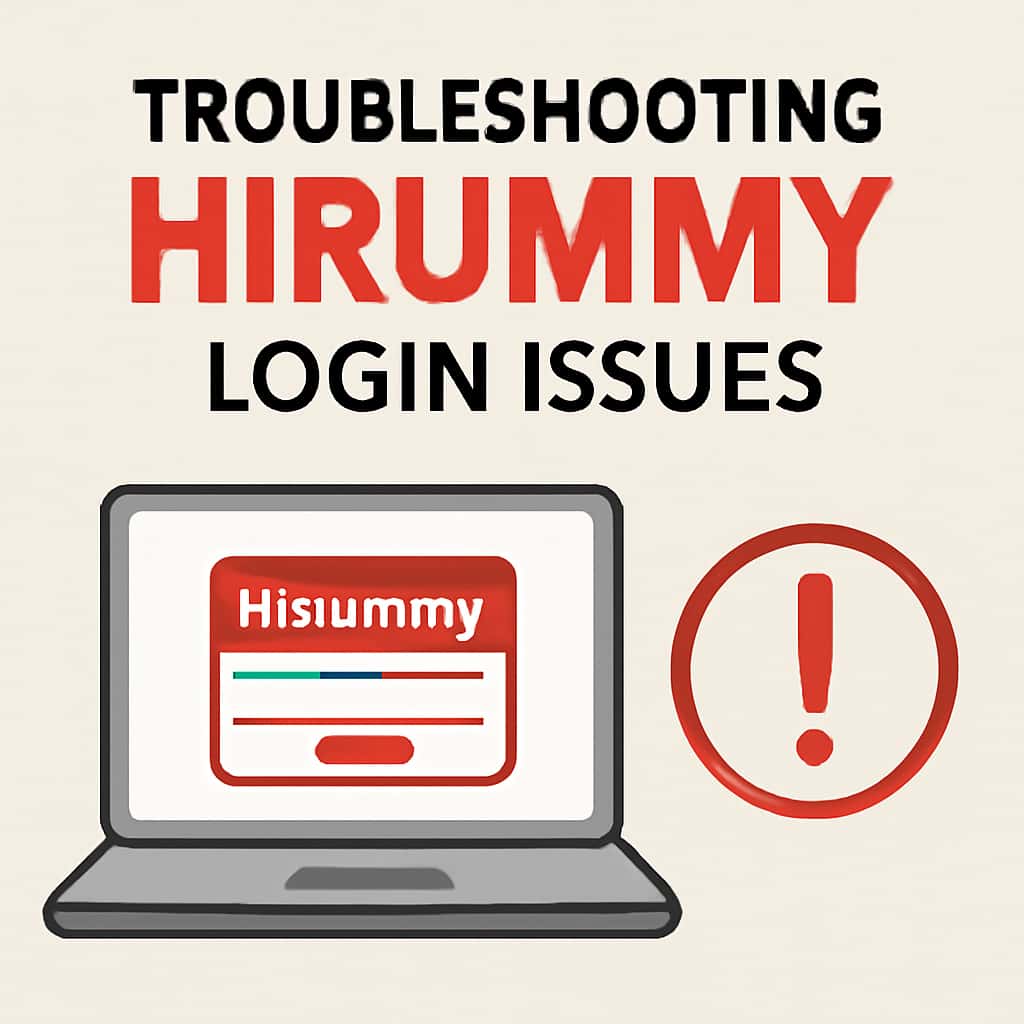 An educational diagram outlining steps to troubleshoot Hirummy login issues.