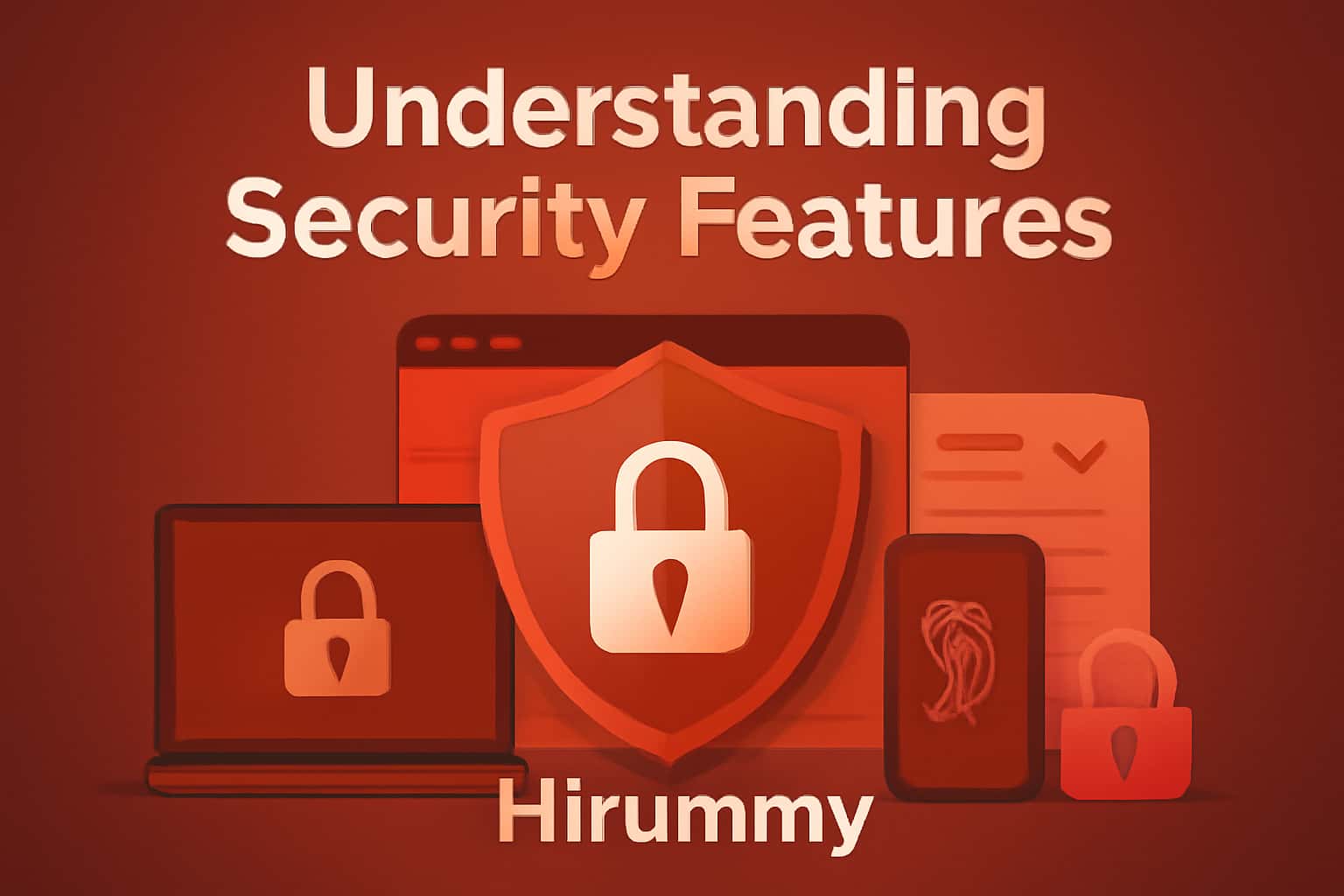 An informative visual representation of Hirummy security features with modern design elements.