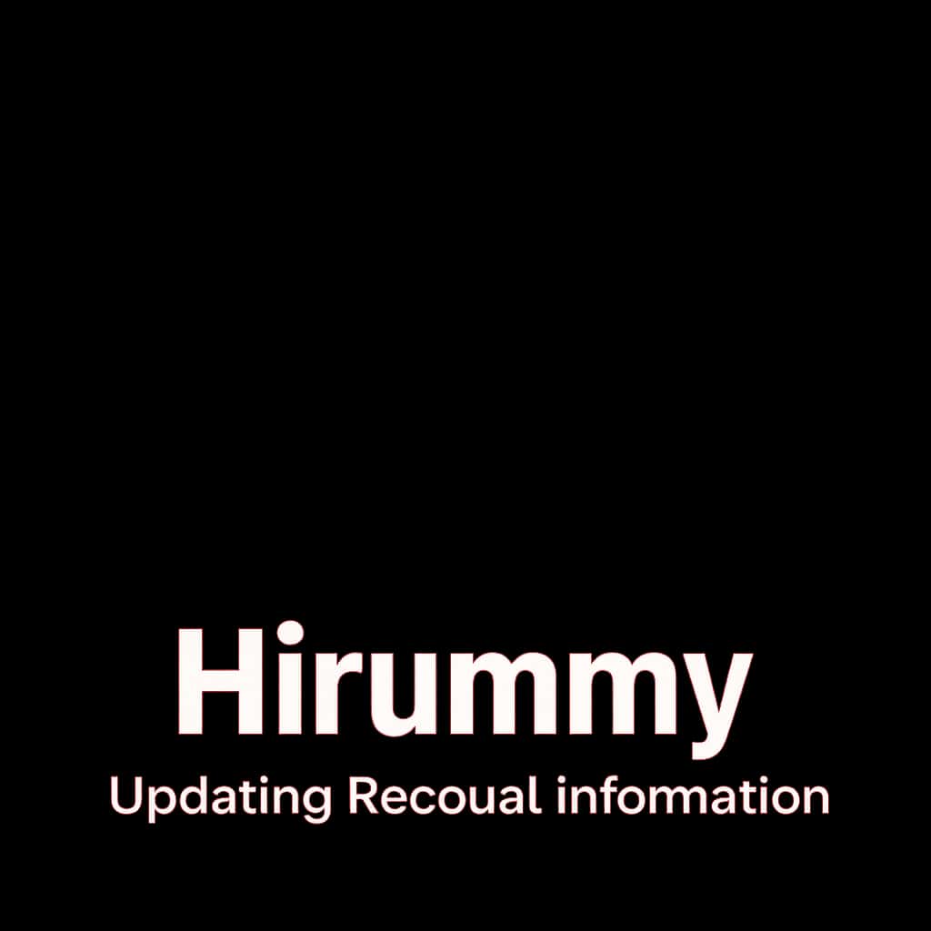 A badge representing account information updates with the text 'Hirummy'.